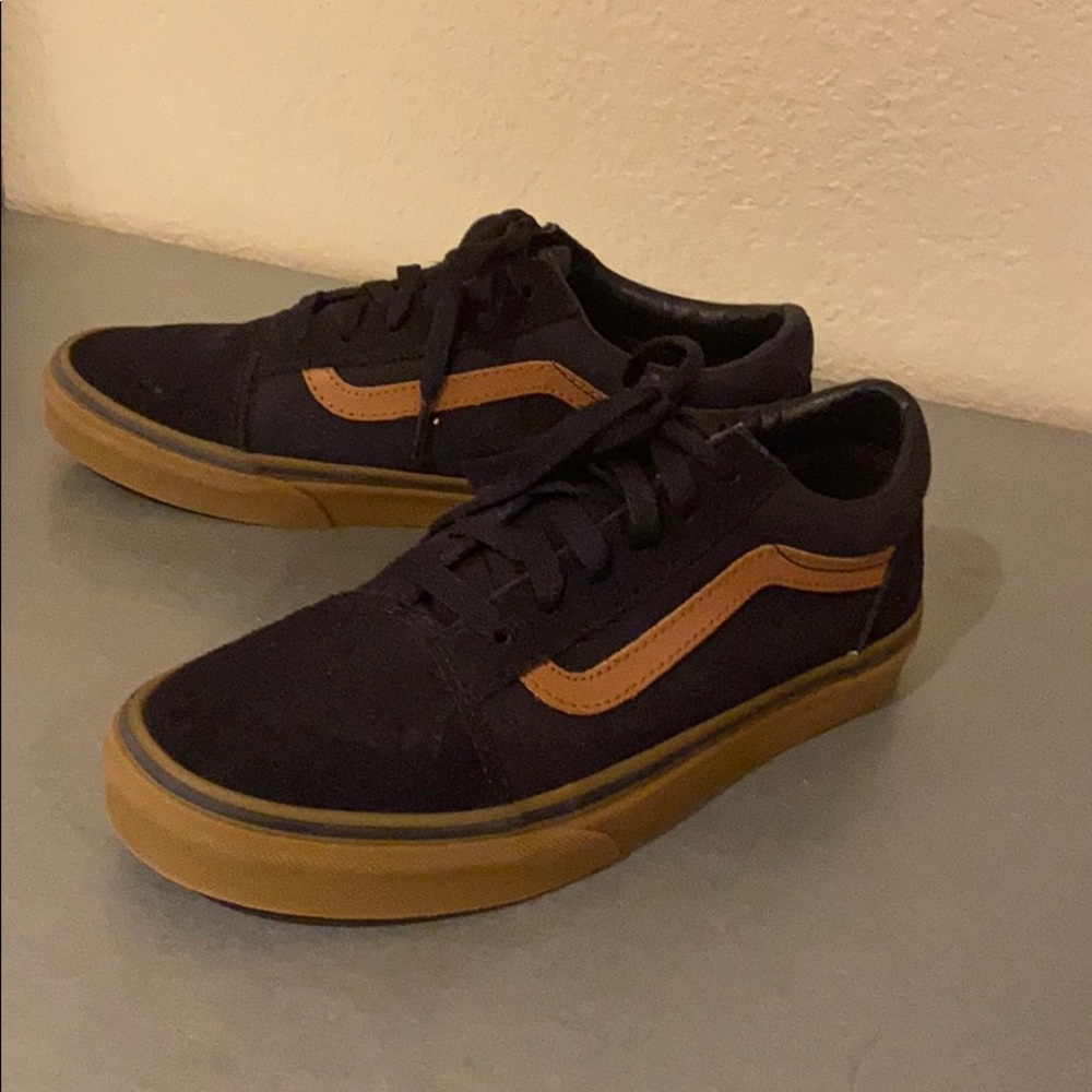 Navy blue and leather vans